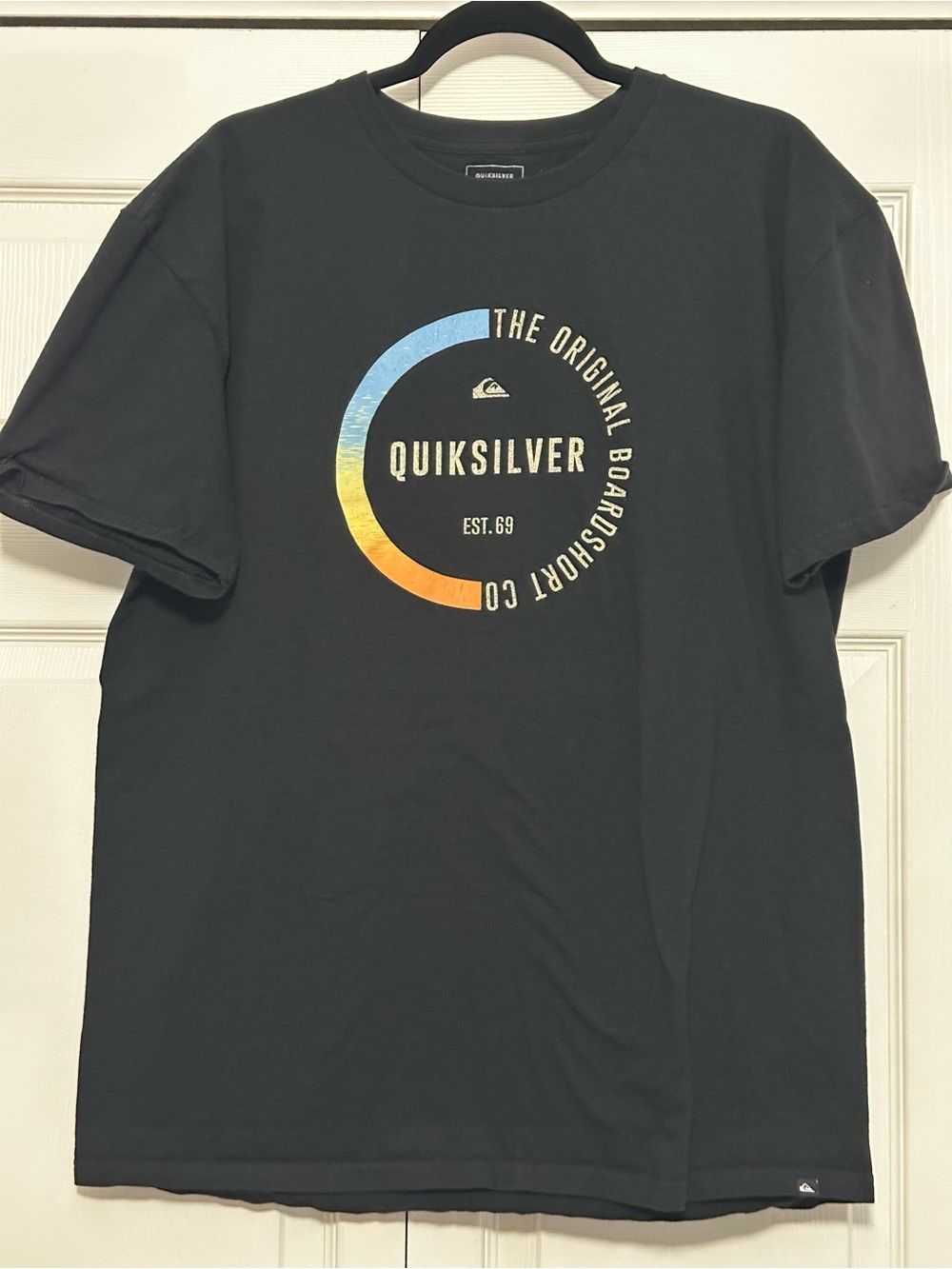 Quiksilver Graphic‎ Logo Short Sleeve Tee T-shirt Regular Fit Black Size XL VGUC